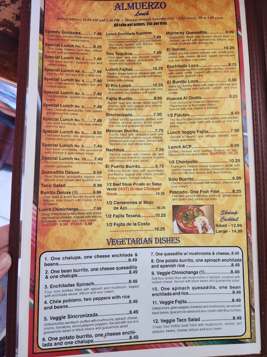 El Rio Mexican Restaurant Menu - Image 1