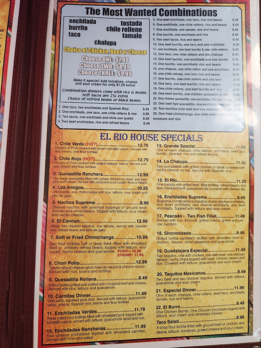 El Rio Mexican Restaurant Menu - Image 4